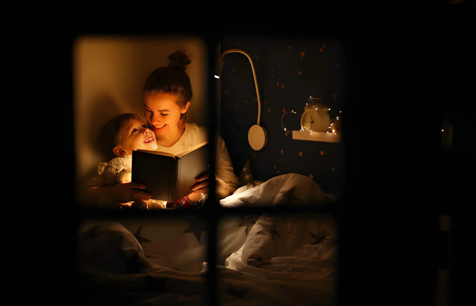 Family picture on the bed
